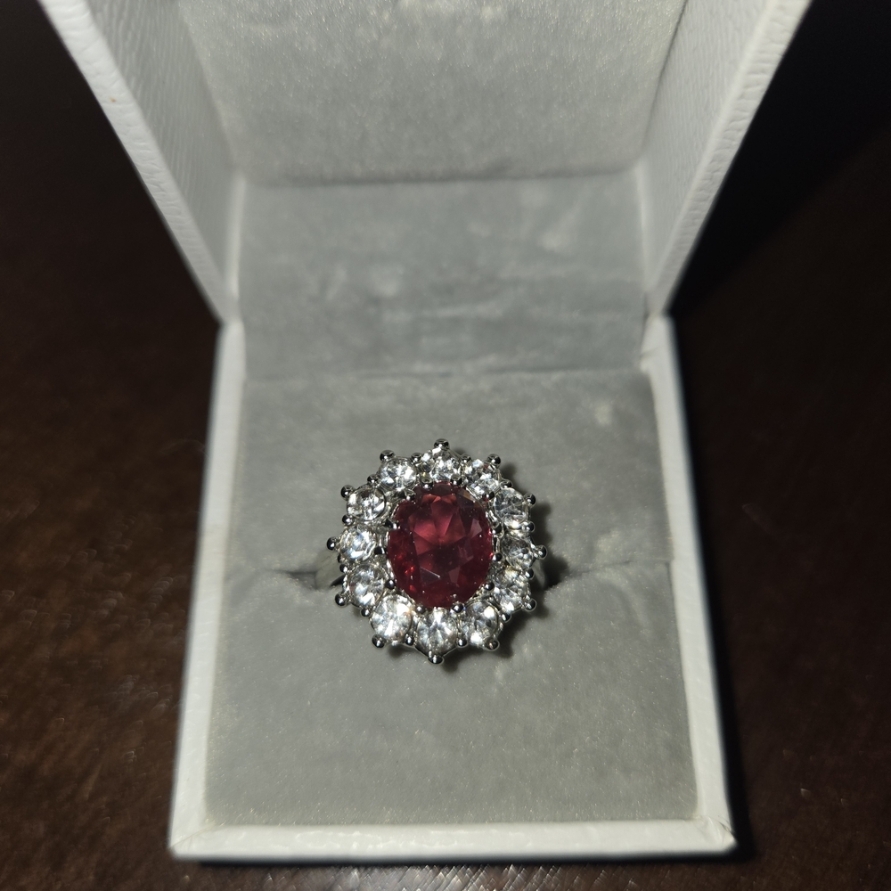 Elegant Silver and Red Gemstone Ring